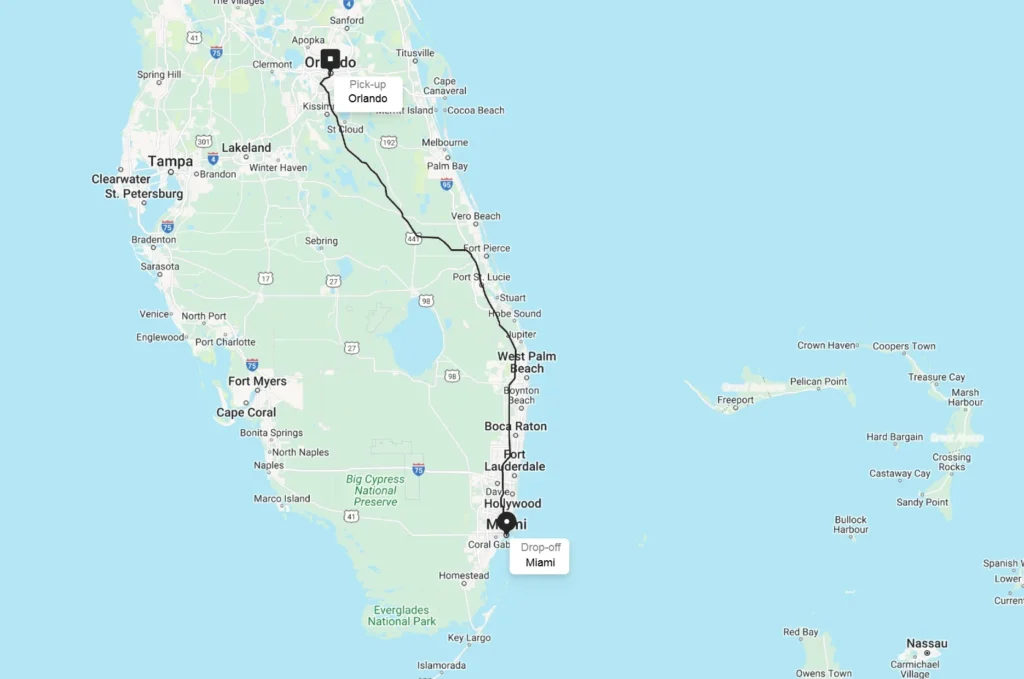 Transfert entre Orland et Miami mobile